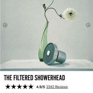 The Jolie filtered shower head in brushed steel.